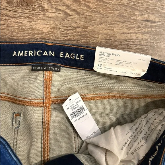 American Eagle Outfitters Dark Blue Ripped High Waisted Jeggings NWT - Picture 4 of 5